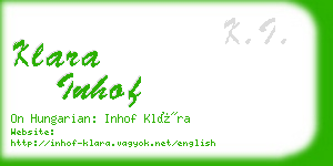 klara inhof business card